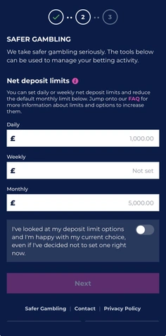 Net deposit limit choices in BresBet safer-play settings